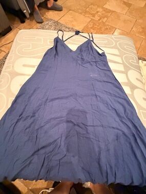 Women’s Blue Maxi Slip Dress - Classic V-Neck